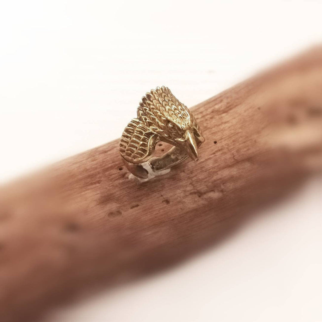 Gold Eagle Head Adjustable Ring