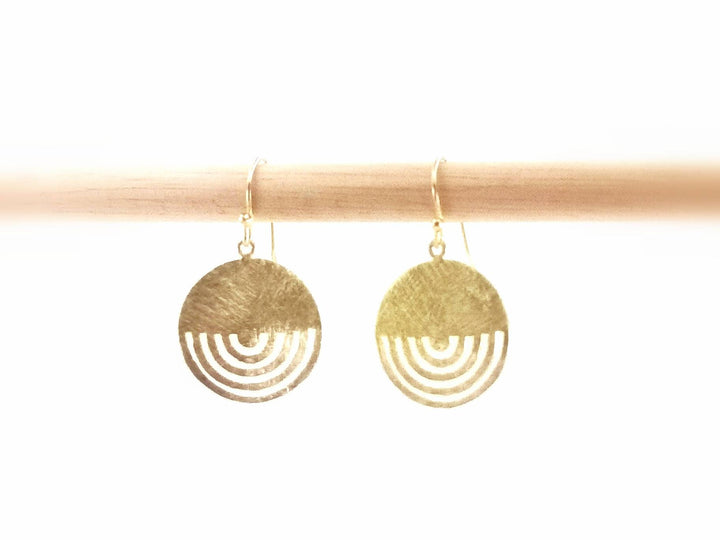 Tribal Circle Earrings with Matte Finishing 18K Gold Plated 925 Silver