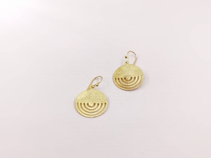 Tribal Circle Earrings with Matte Finishing 18K Gold Plated 925 Silver
