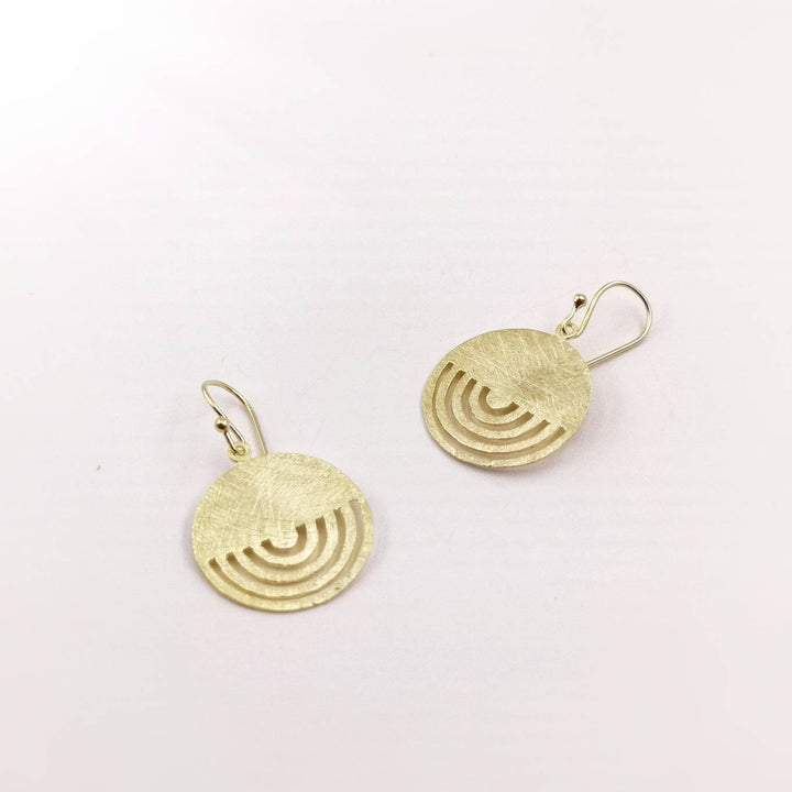 Tribal Circle Earrings with Matte Finishing 18K Gold Plated 925 Silver