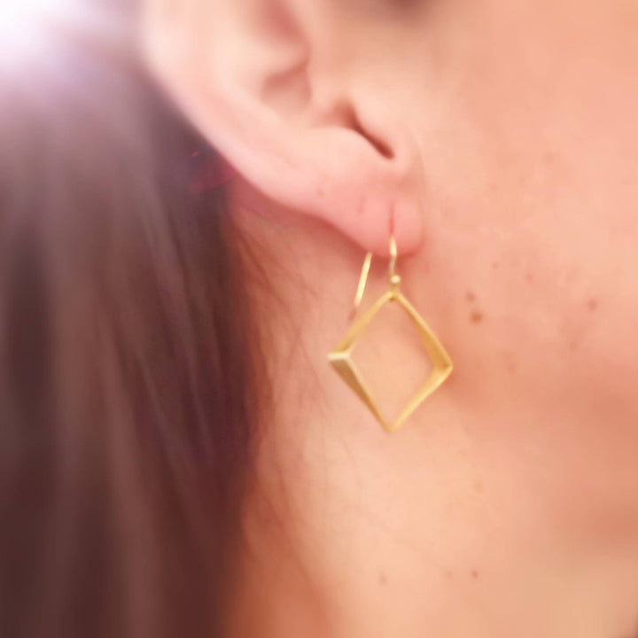 Irregular 3D Square Earrings 925 Silver with Matte Finishing