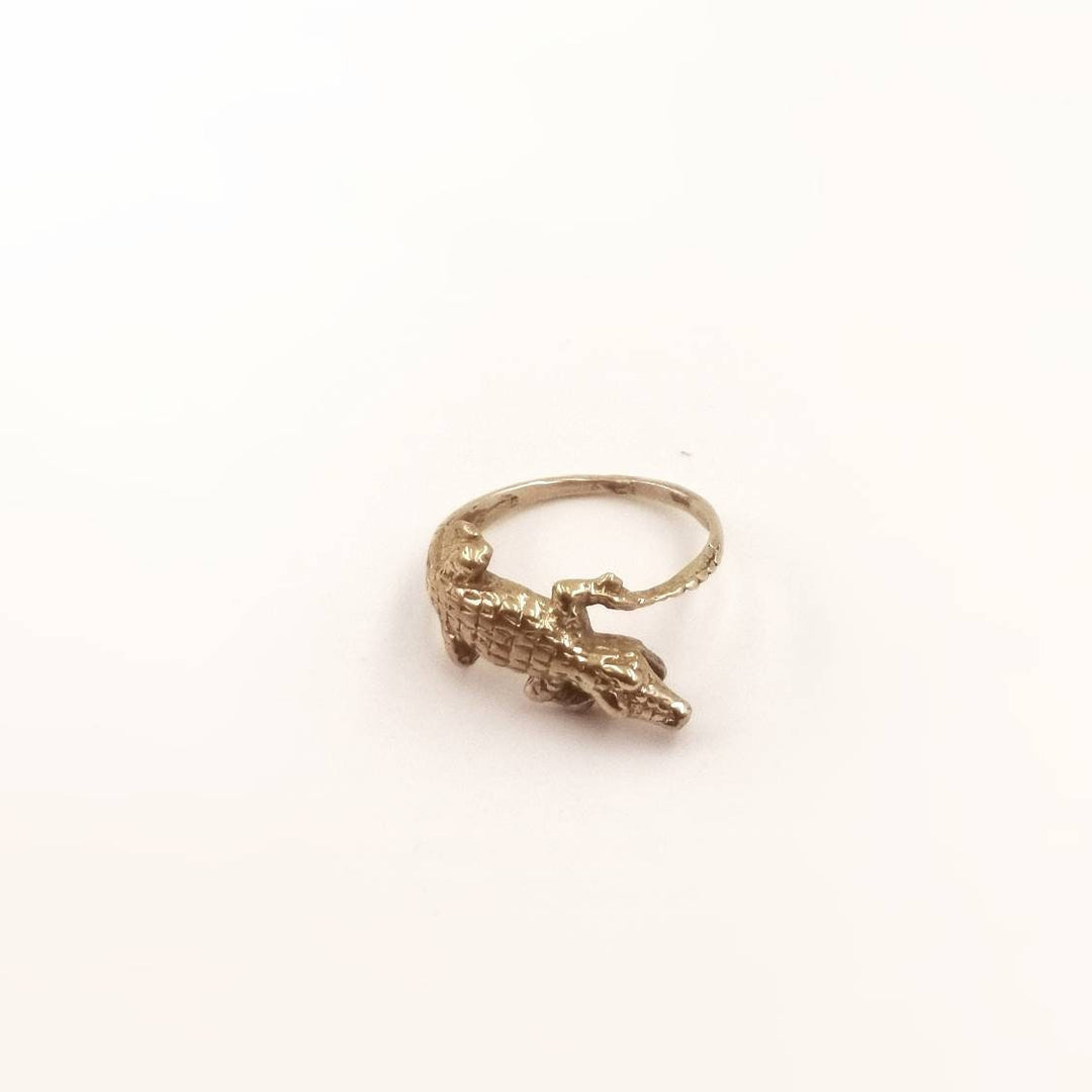 Gold Crocodile Unisex Ring