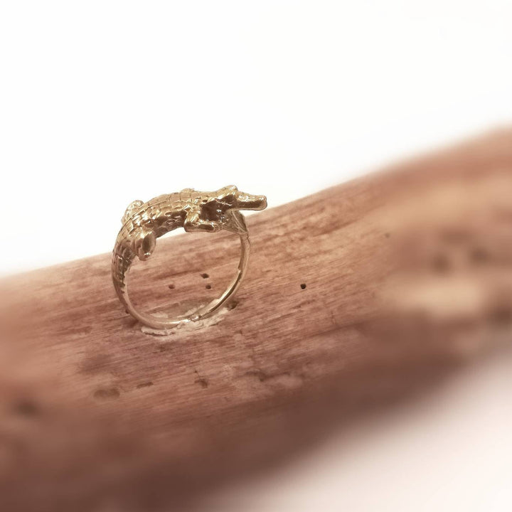 Gold Crocodile Unisex Ring