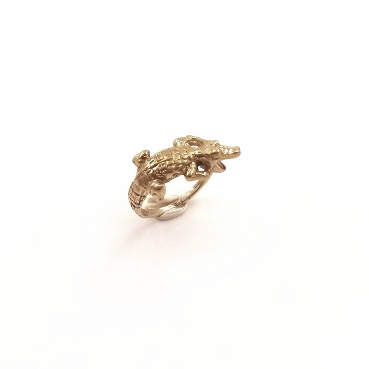 Gold Crocodile Unisex Ring