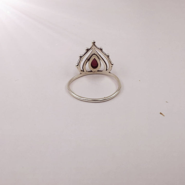 Dainty Boho Crown Ring 925 Silver with Stone