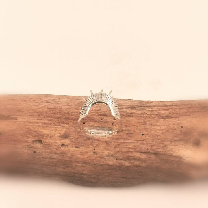 Sunbeam Ring, Stackable Sun Ring — 925 Silver