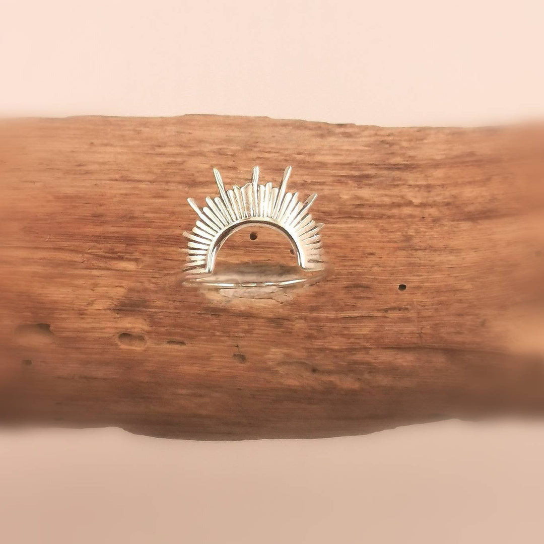 Sunbeam Ring, Stackable Sun Ring — 925 Silver