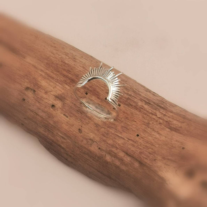 Sunbeam Ring, Stackable Sun Ring — 925 Silver