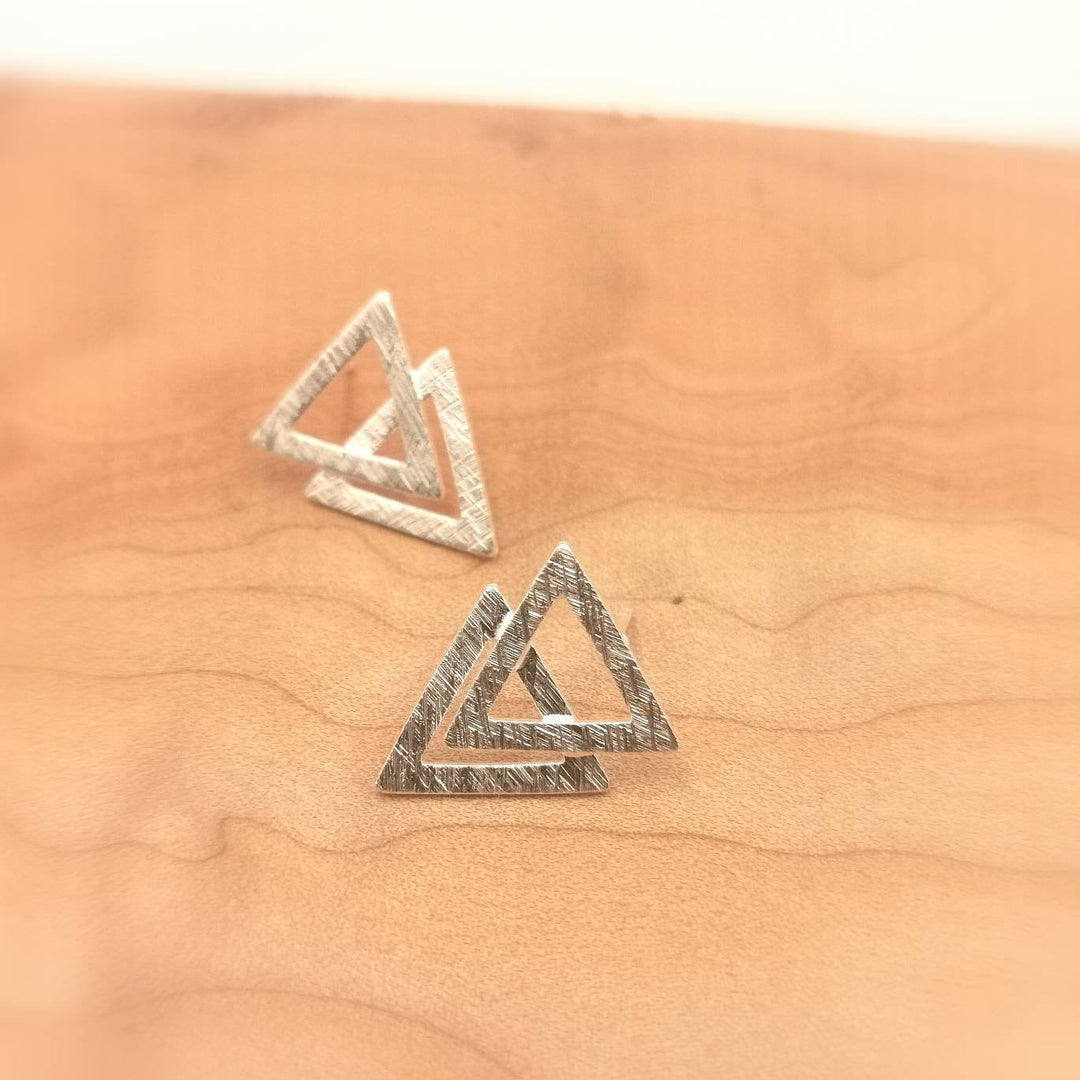 Double Triangle Stud Earrings — 925 Silver