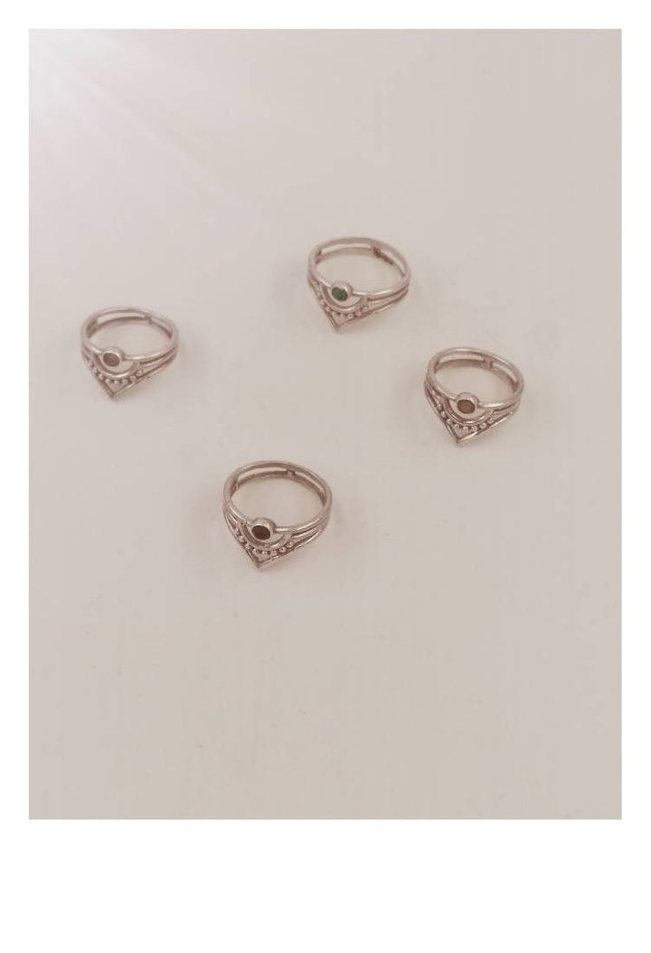 Wide Boho Chevron Ring with Stone