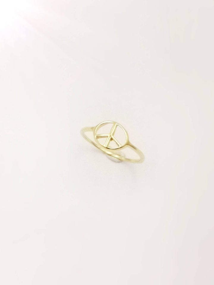 Peace Sign Ring 18k Gold Plated 925 Silver, Unisex Peace Ring