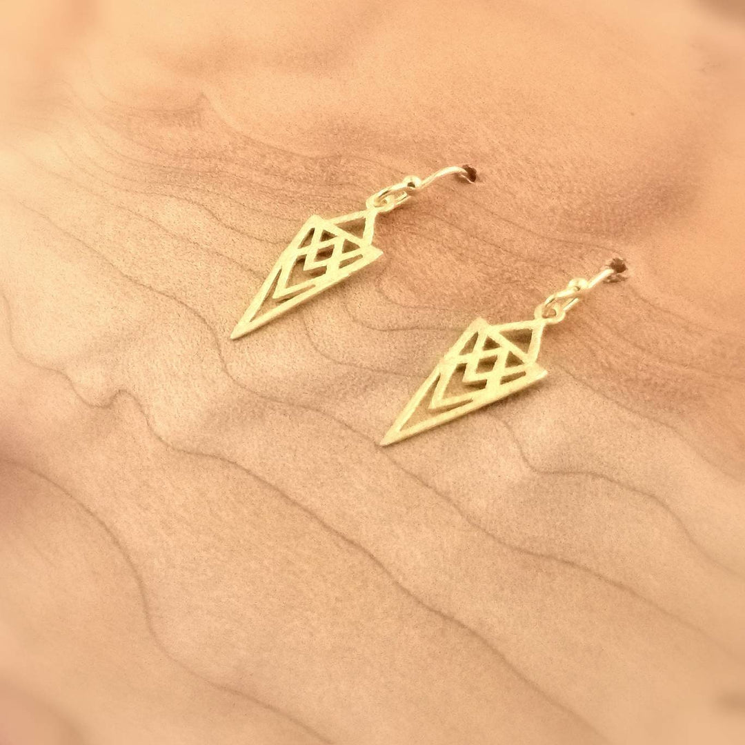 Small Gold Triangle Mandala Dainty Earrings — 18k Gold Plated