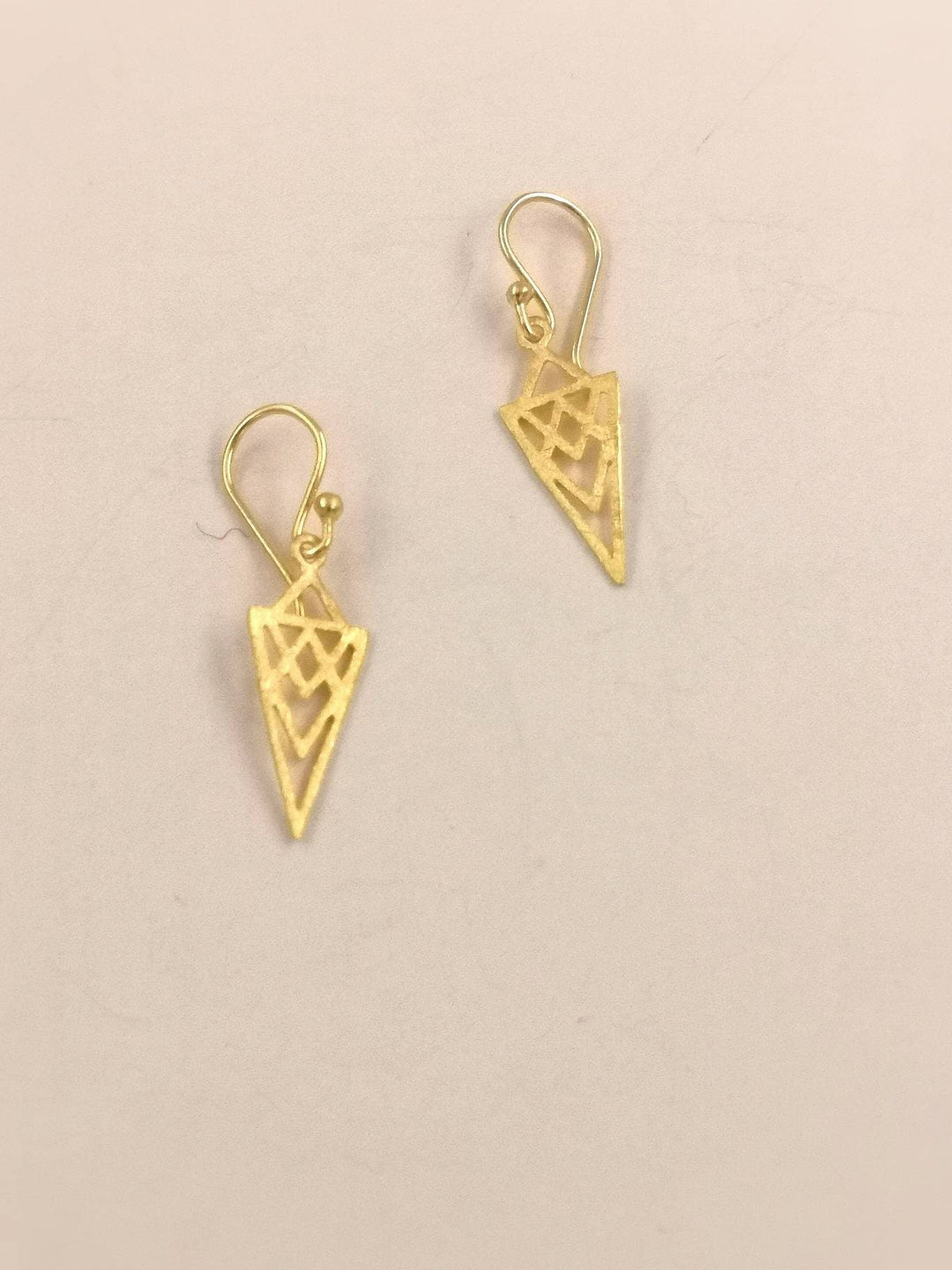 Small Gold Triangle Mandala Dainty Earrings — 18k Gold Plated
