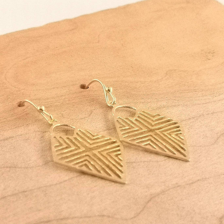 Tribal Rhombus Gold Earrings – 18k Gold Plated