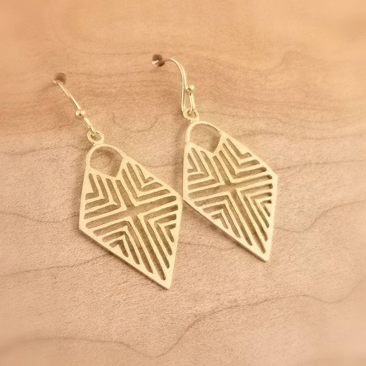 Tribal Rhombus Gold Earrings – 18k Gold Plated