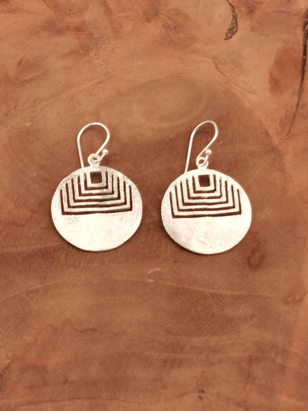 Tribal Mandala Earrings — Matte 925 Silver