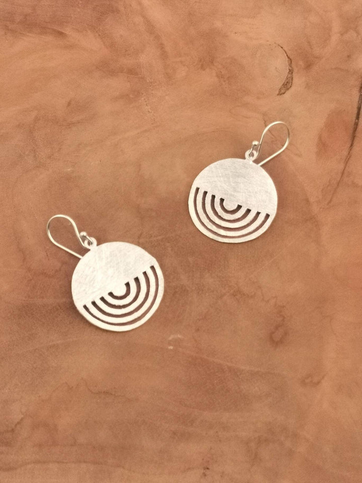 Tribal Mandala Earrings — Matte 925 Silver