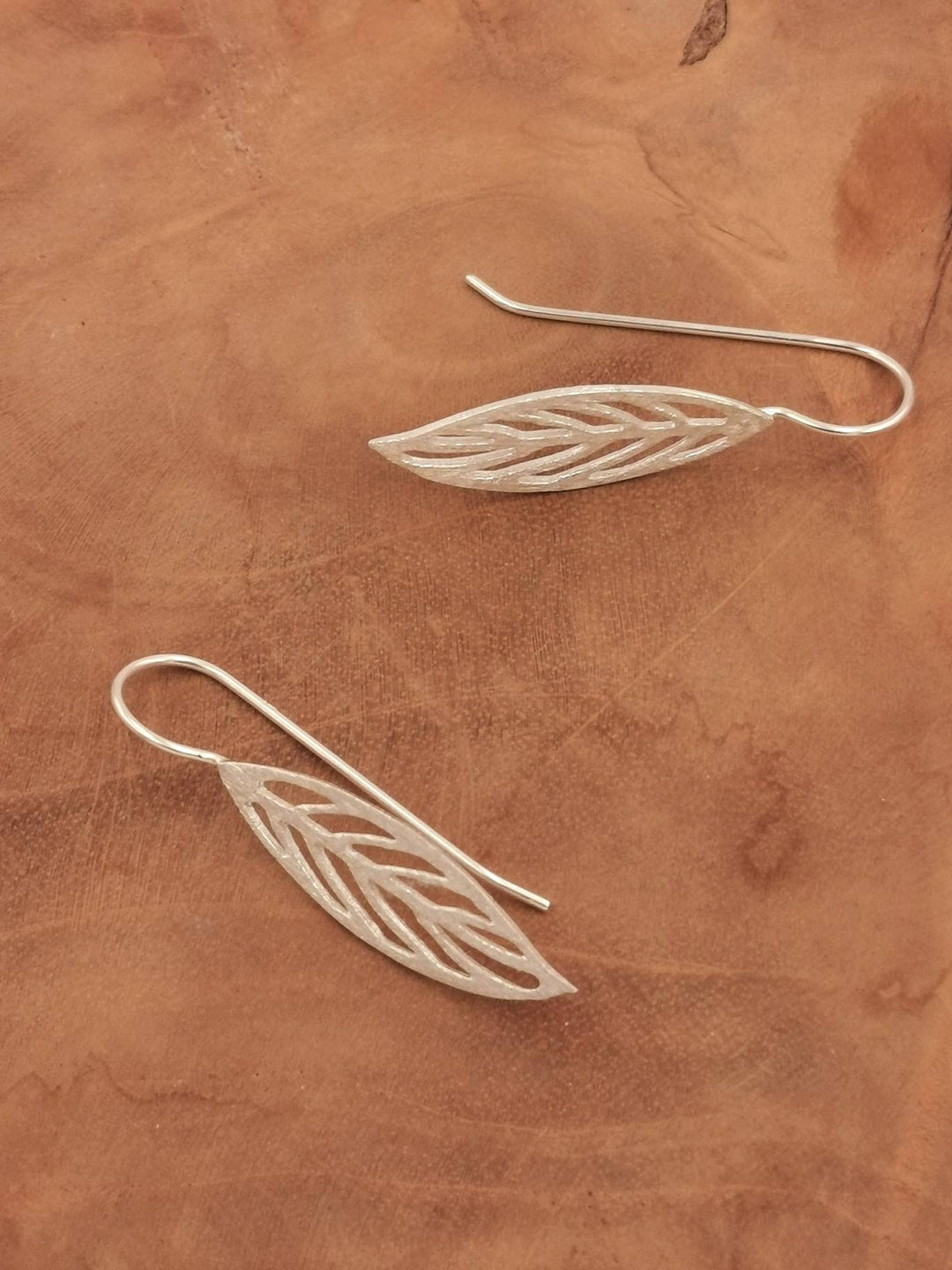 Matte Leaf Earrings — 925 Silver