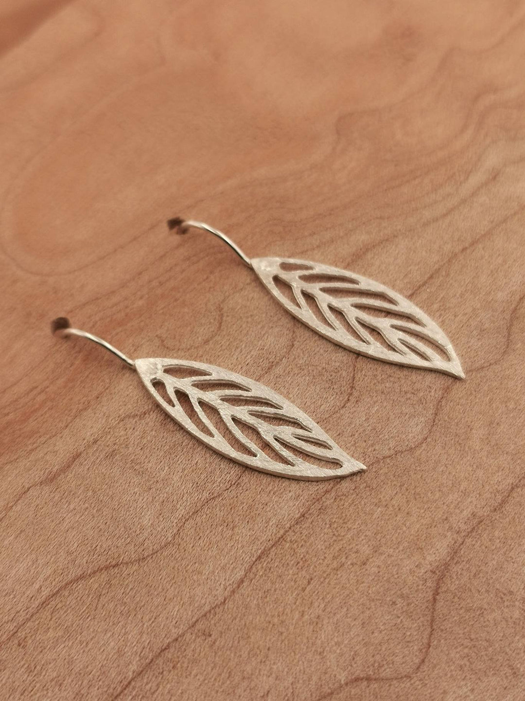 Matte Leaf Earrings — 925 Silver