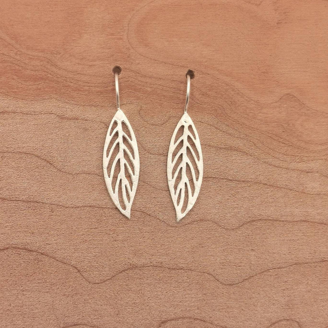 Matte Leaf Earrings — 925 Silver
