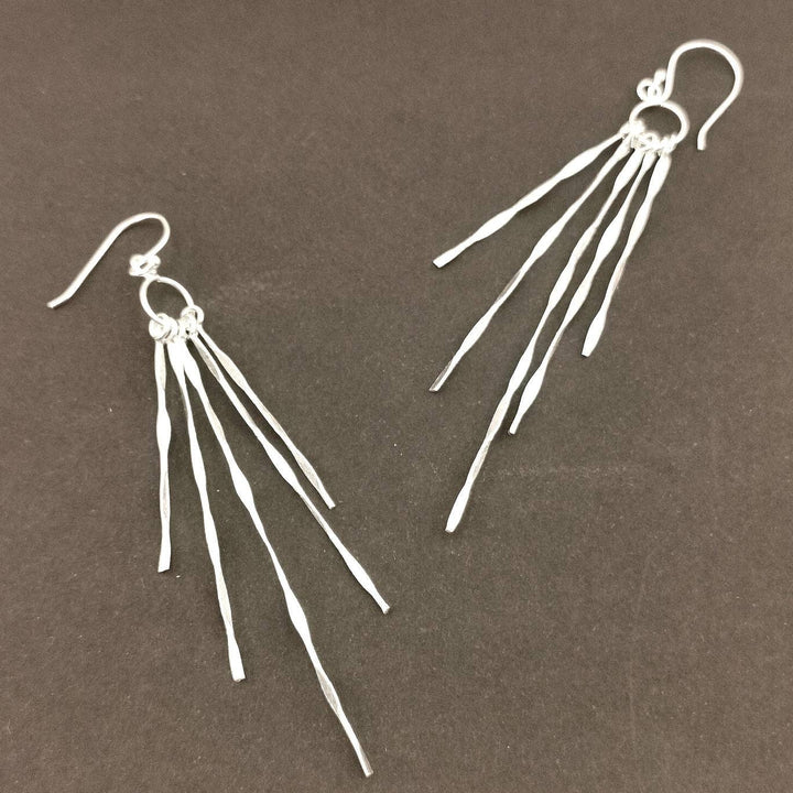 Matte Fringe Dangle Earrings — 925 Silver