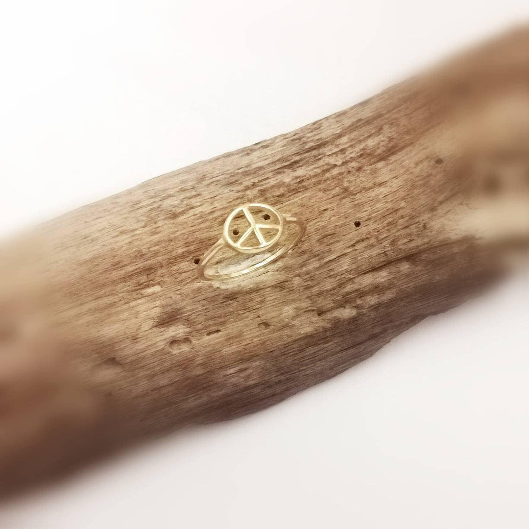 Peace Sign Ring 18k Gold Plated 925 Silver, Unisex Peace Ring