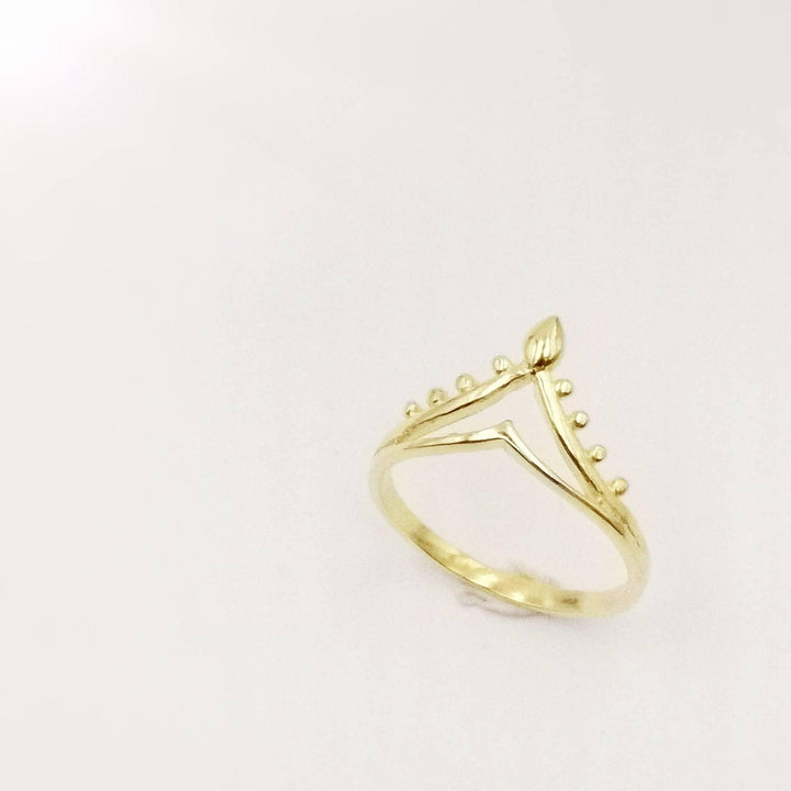 Gold Plated Boho Ring with Oriental V