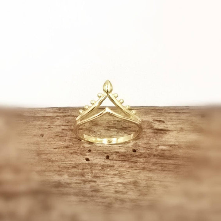 Gold Plated Boho Ring with Oriental V