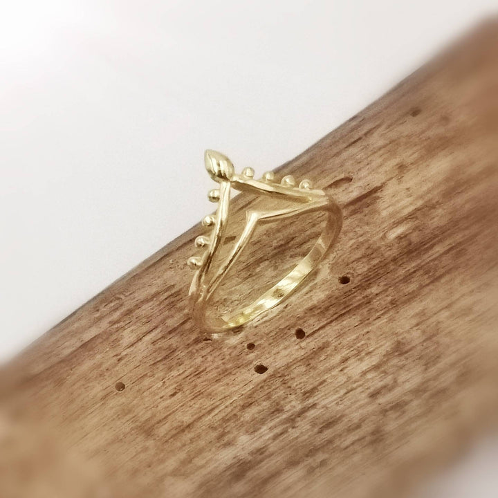 Gold Plated Boho Ring with Oriental V