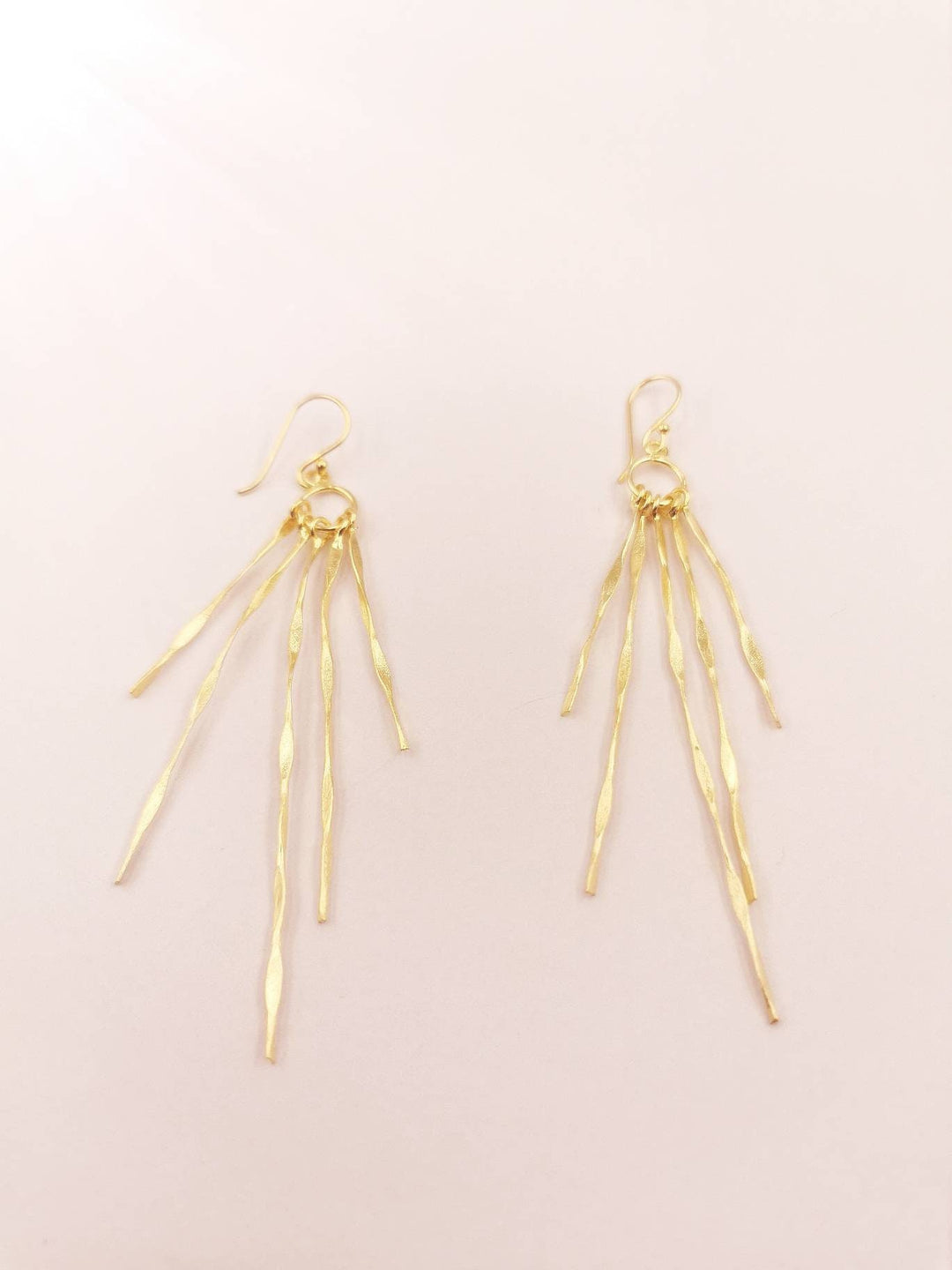 Long Fringe Dangle Earrings — 18k Gold Plated