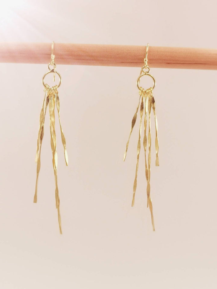 Long Fringe Dangle Earrings — 18k Gold Plated