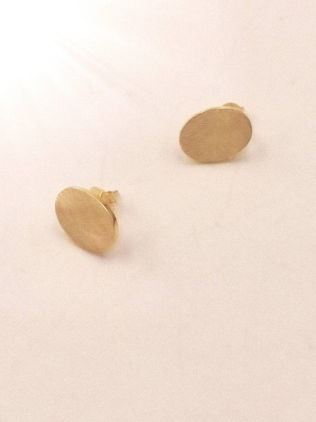 Matte Oval Stud Earrings — 18k Gold Plated