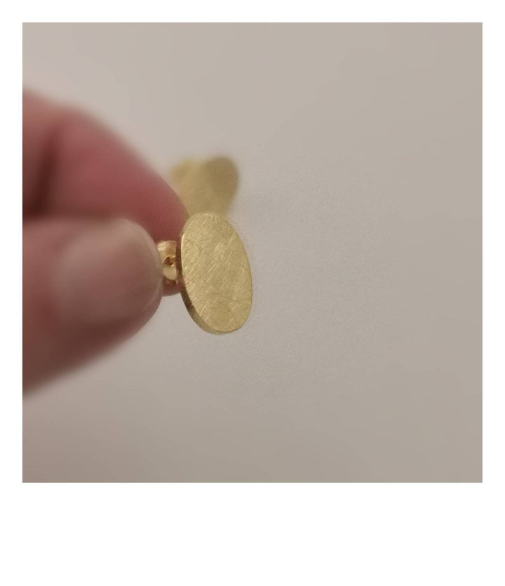 Matte Oval Stud Earrings — 18k Gold Plated