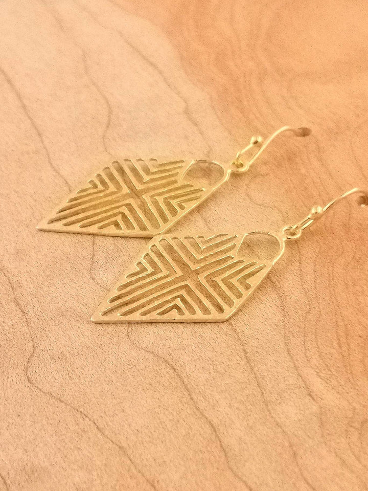 Tribal Rhombus Gold Earrings – 18k Gold Plated