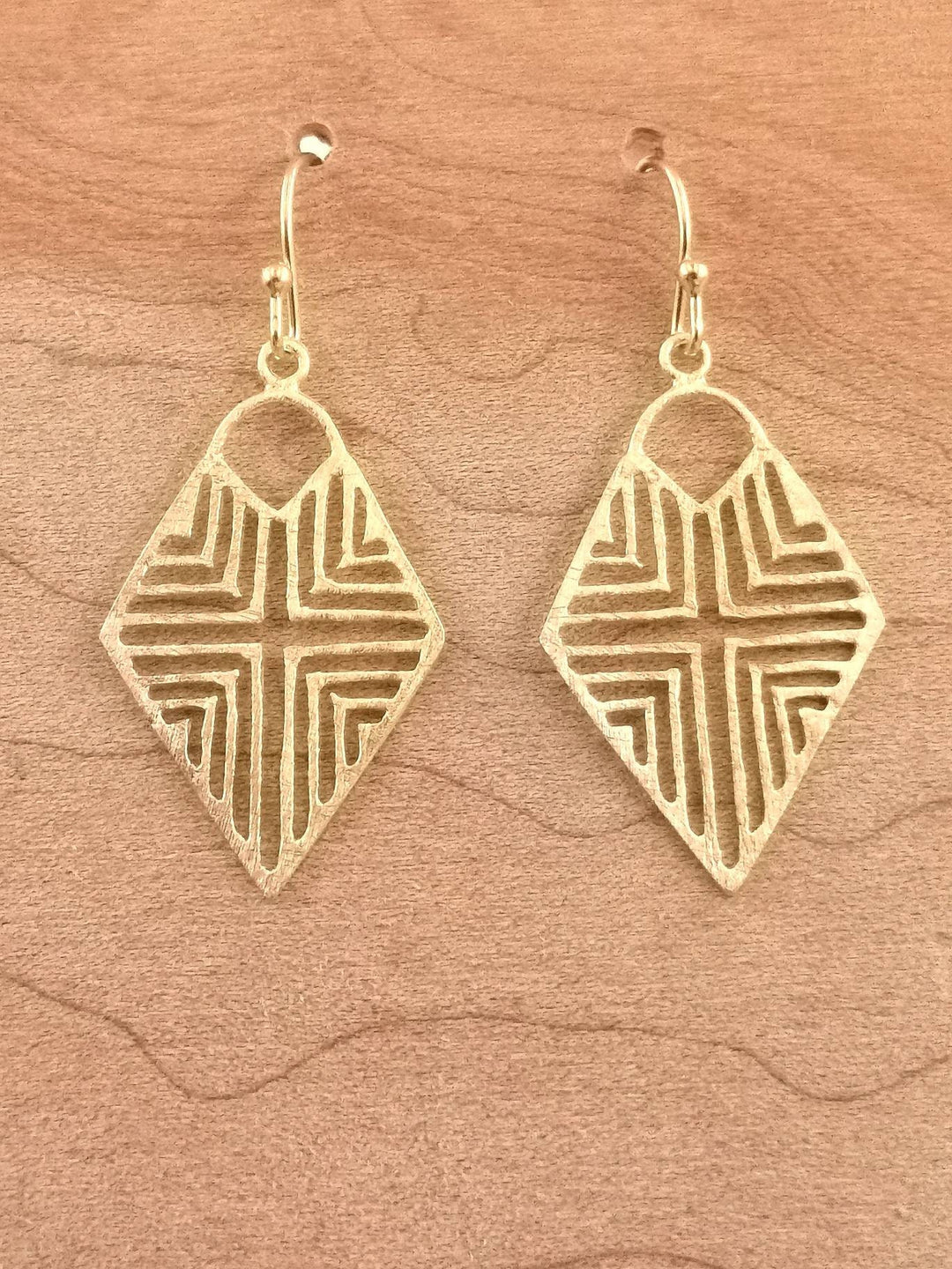 Tribal Rhombus Gold Earrings – 18k Gold Plated