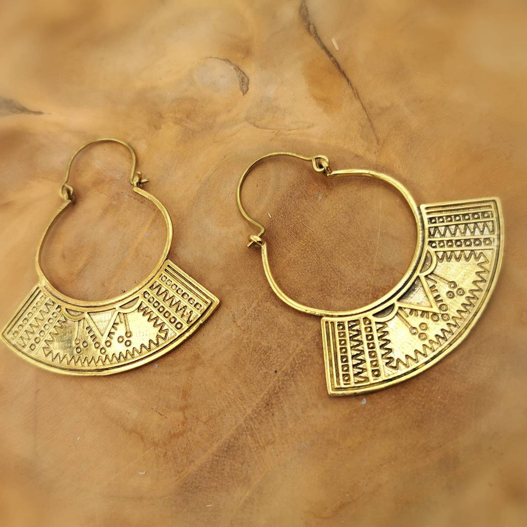 Tuareg Fan Earrings - Brass