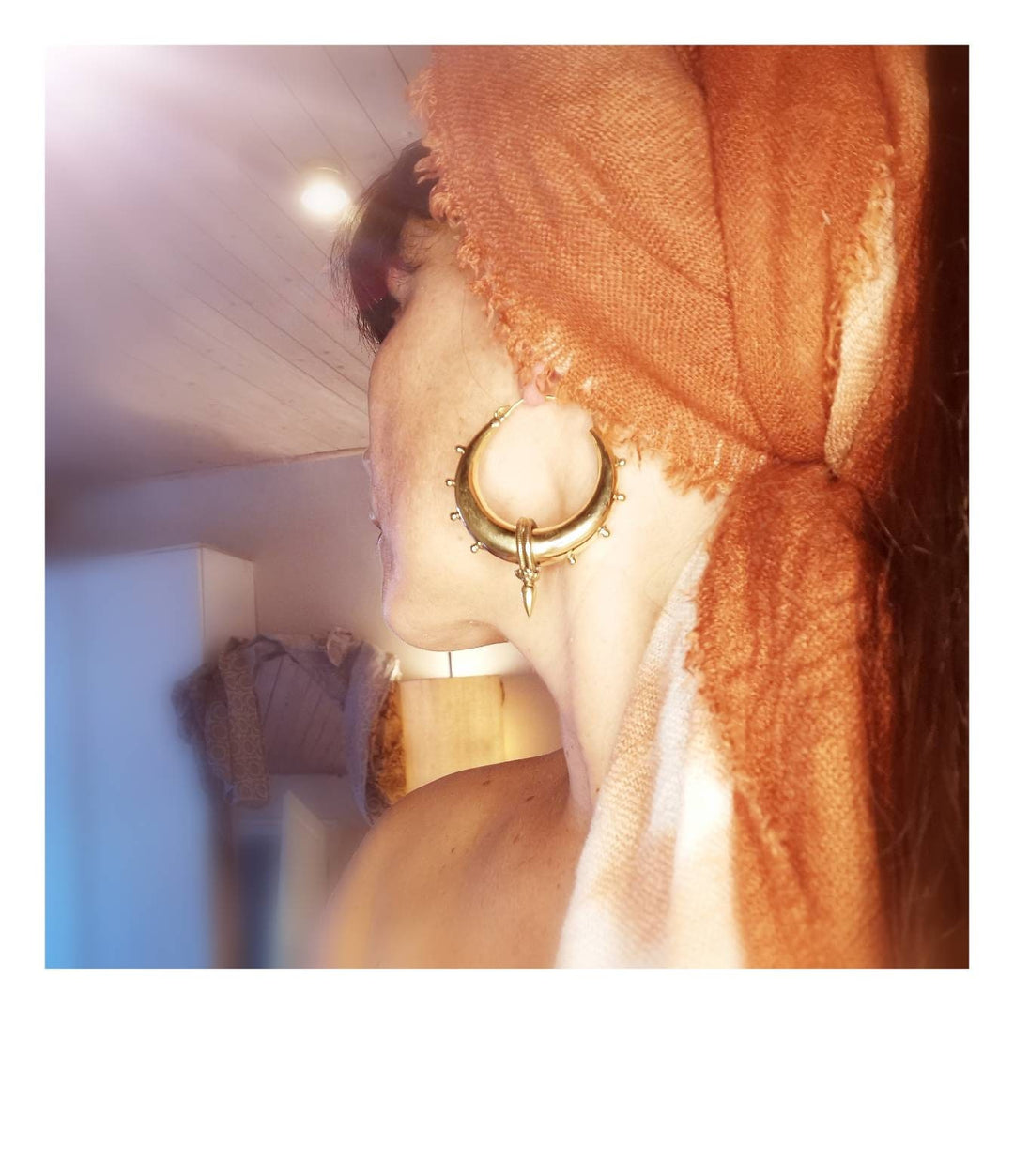 Large Tribal Hoop Earrings – Brass