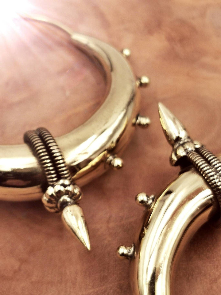 Large Tribal Hoop Earrings – Brass