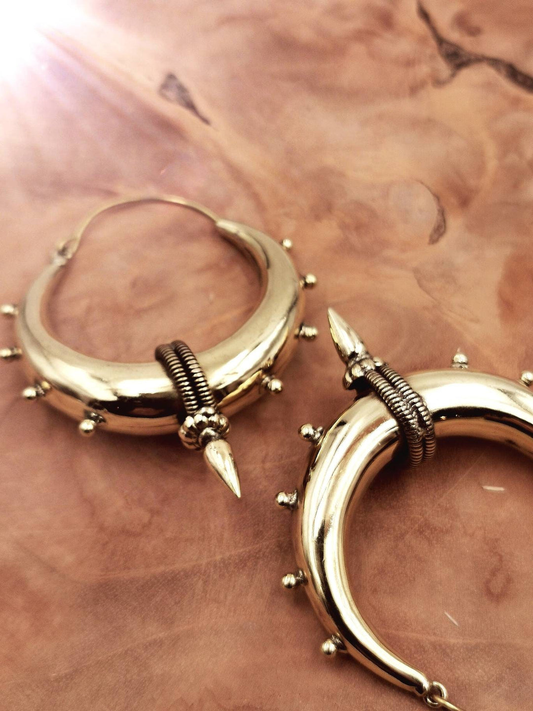Large Tribal Hoop Earrings – Brass
