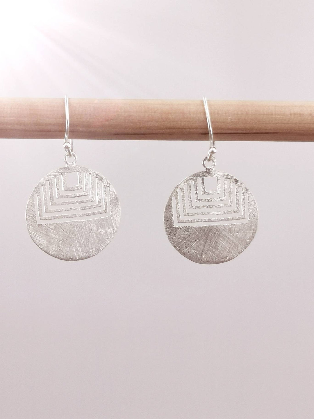 Tribal Mandala Earrings — Matte 925 Silver