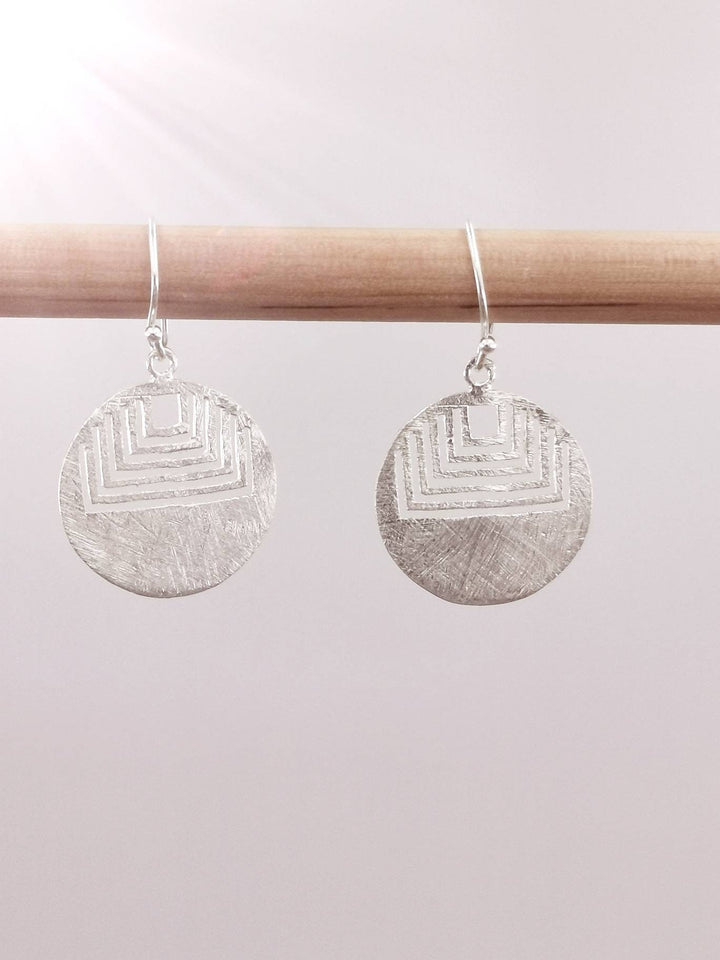 Tribal Mandala Earrings — Matte 925 Silver
