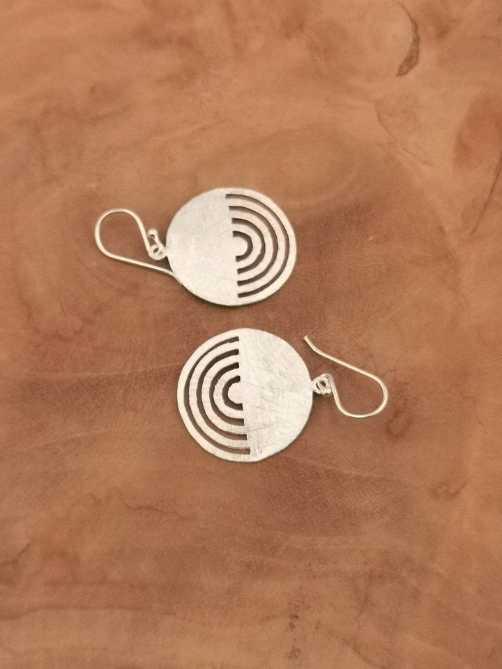 Tribal Mandala Earrings — Matte 925 Silver