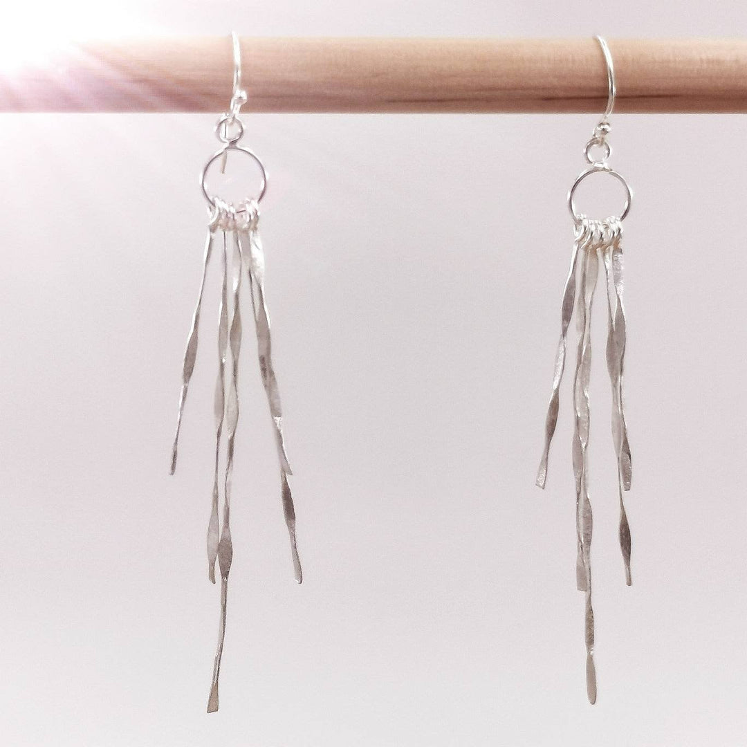 Matte Fringe Dangle Earrings — 925 Silver