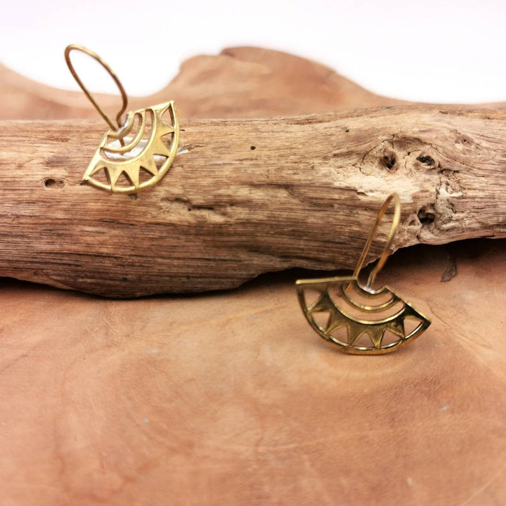Oriental Fan Earrings – Brass
