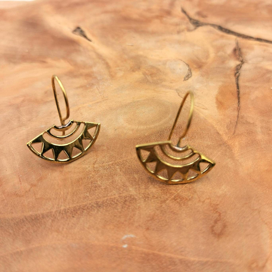 Oriental Fan Earrings – Brass