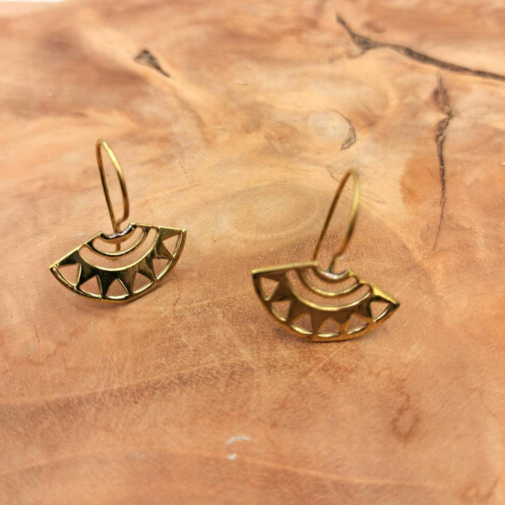 Oriental Fan Earrings – Brass