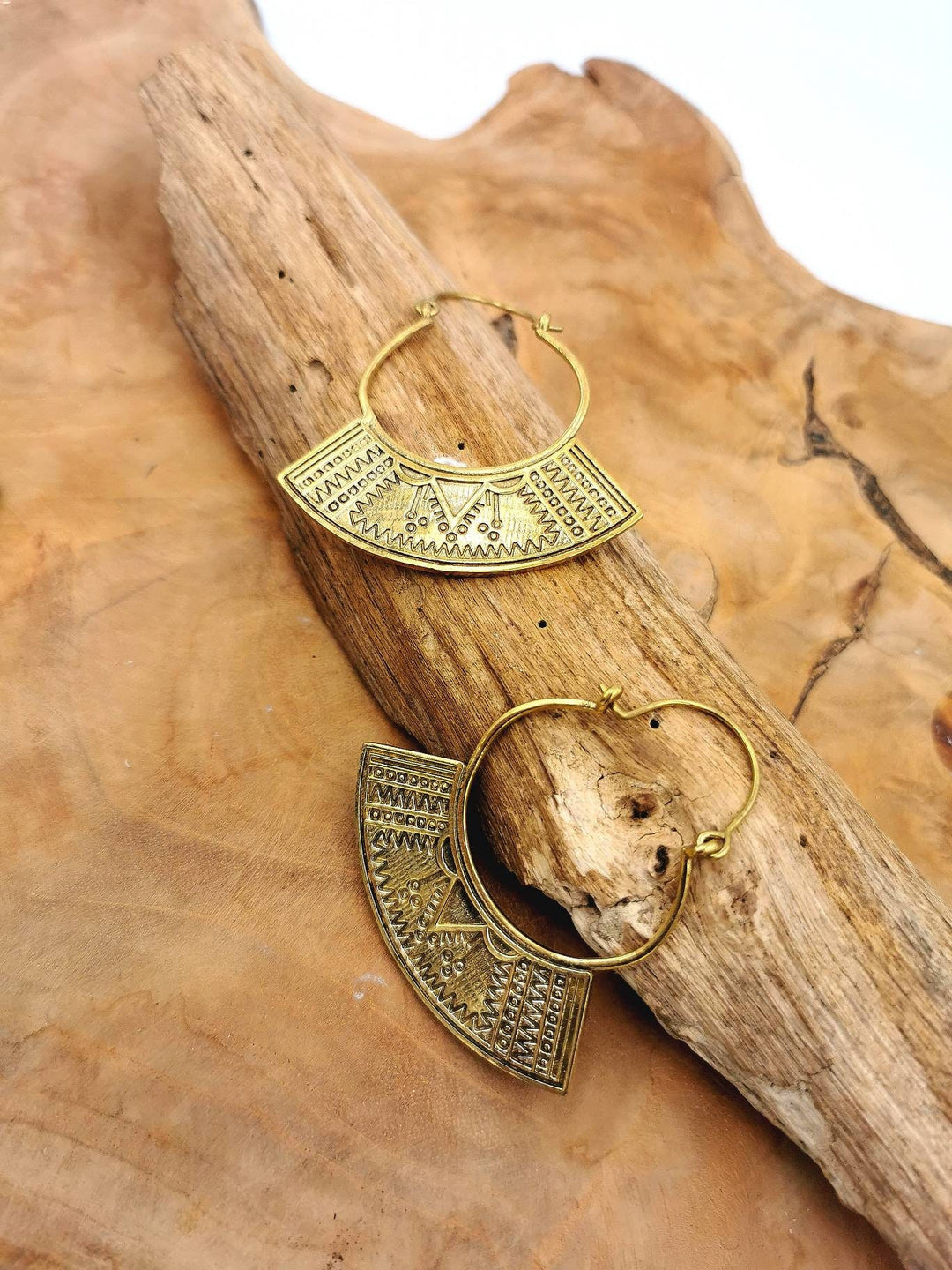 Tuareg Fan Earrings - Brass