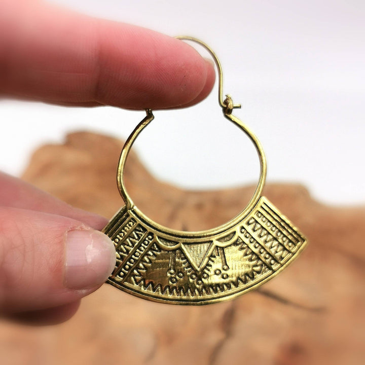 Tuareg Fan Earrings - Brass