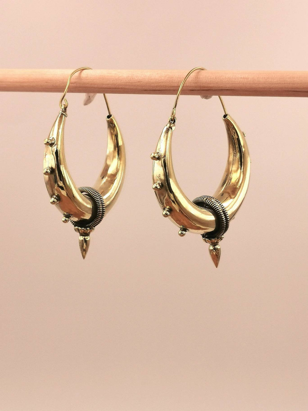 Large Tribal Hoop Earrings – Brass