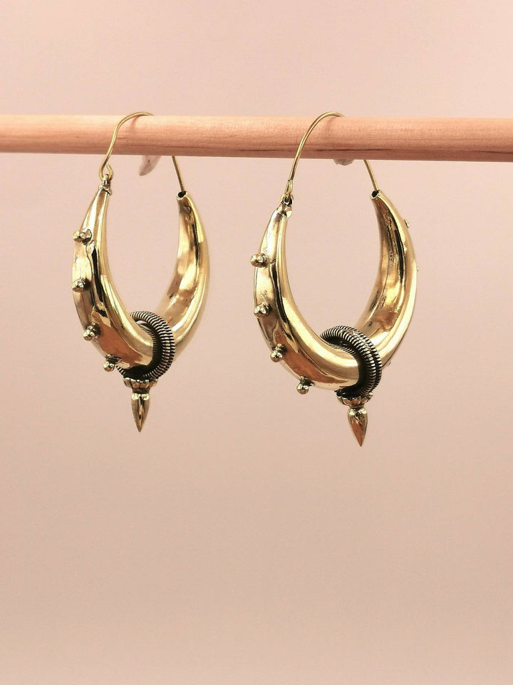 Large Tribal Hoop Earrings – Brass